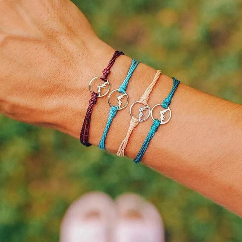 Set of 4 Adjustable Cord Mountain Bracelets NEW